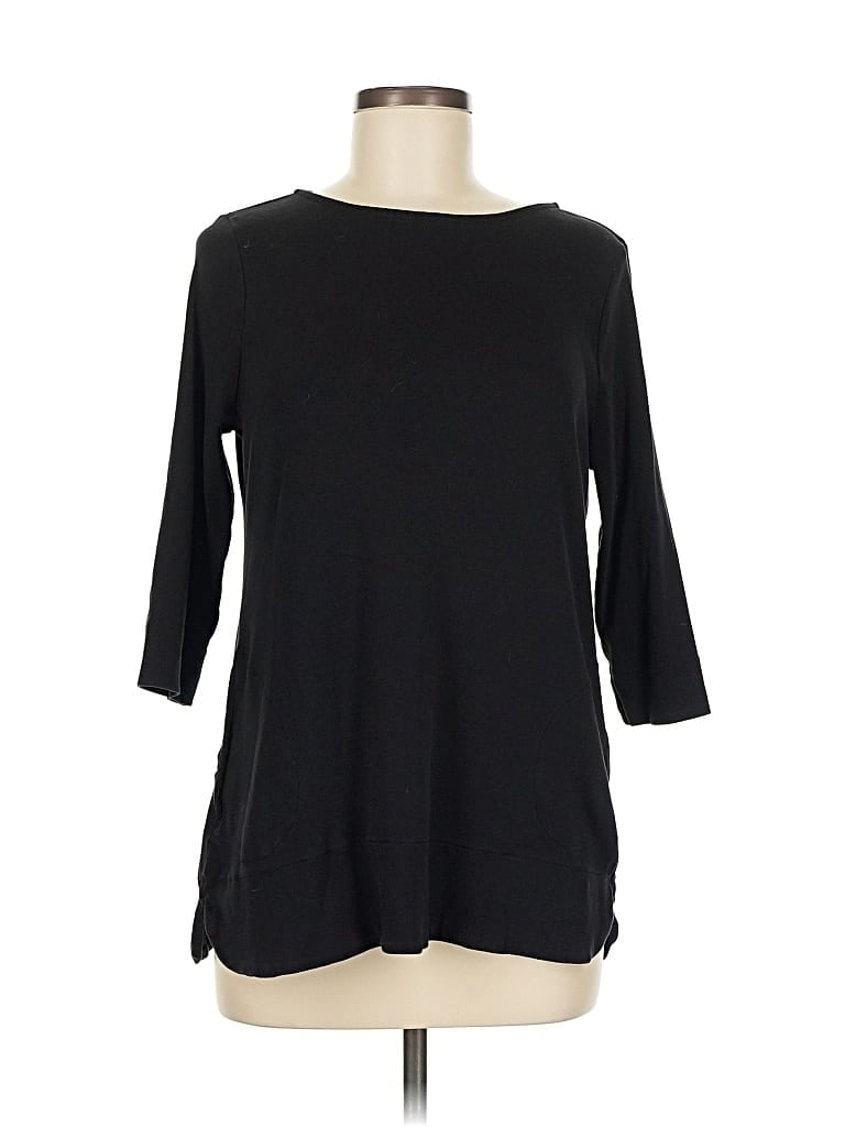 Pre-owned Chico's 3/4 Sleeve T-shirt In Black