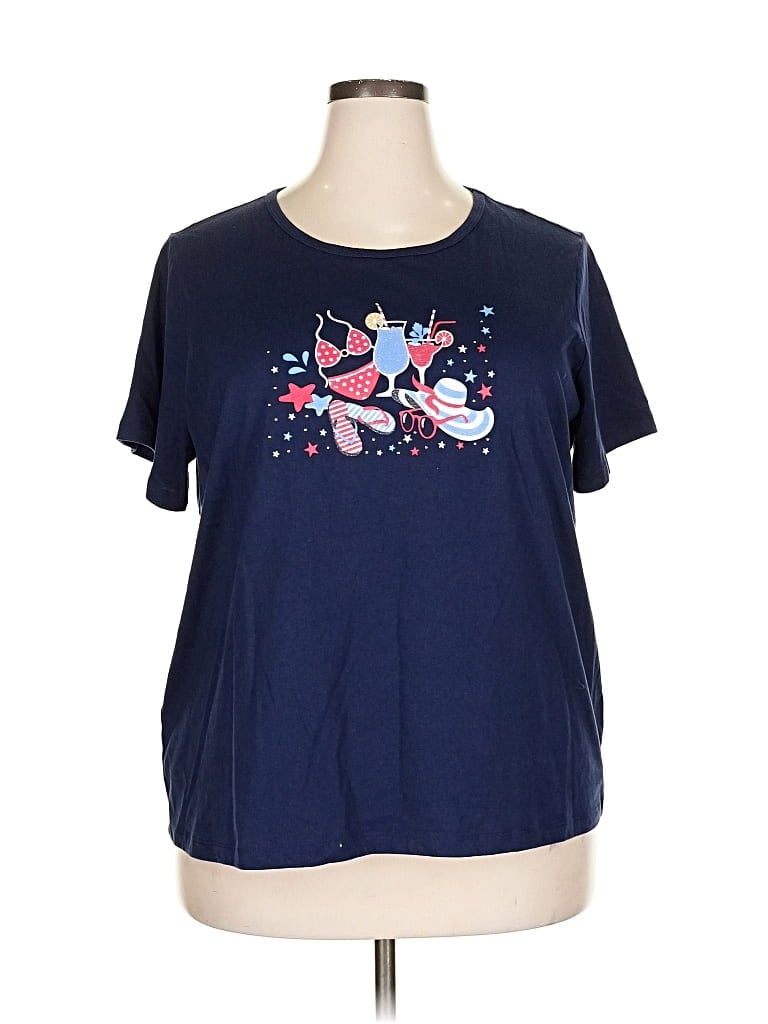 Pre-owned Gloria Vanderbilt Short Sleeve T-shirt In Blue
