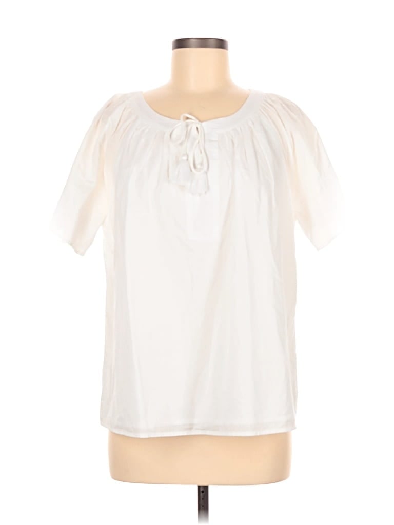 Pre-owned Vineyard Vines Short Sleeve Blouse In White