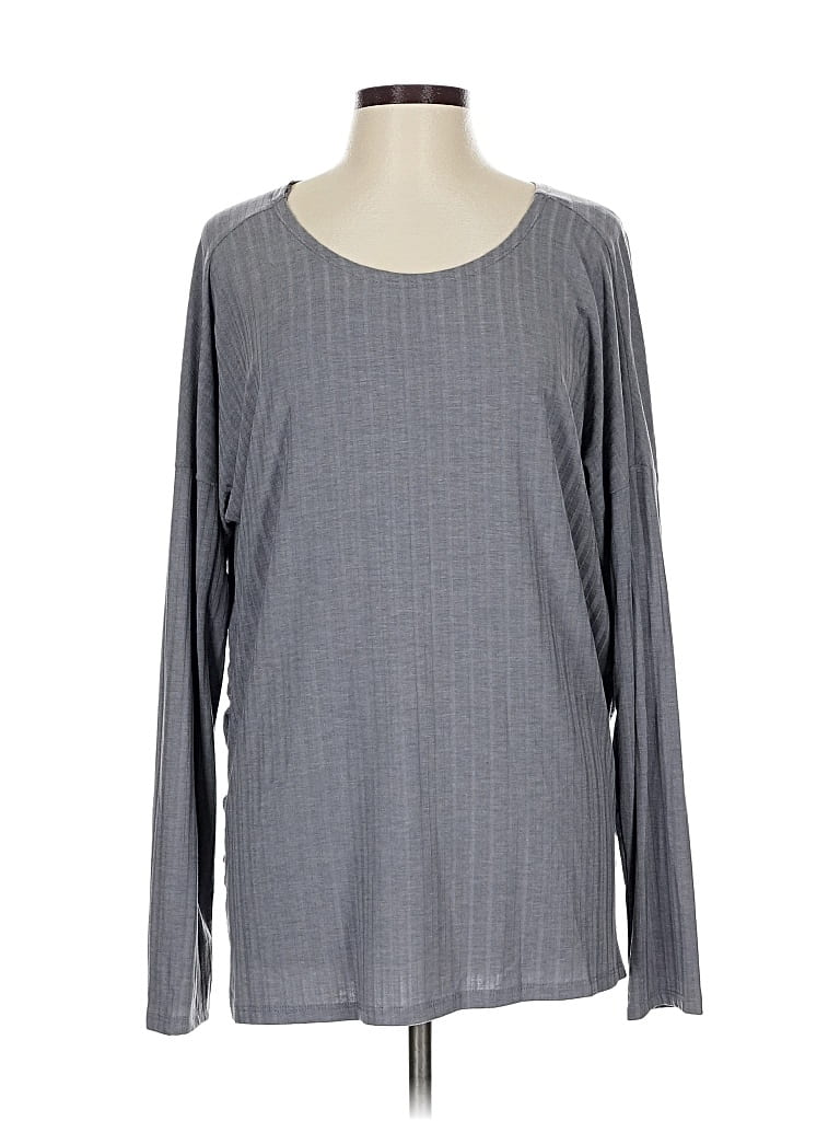 Pre-owned Daytrip Long Sleeve Top Gray Crew Neck Tops