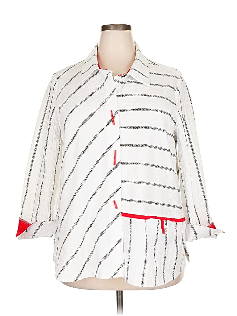 Pre-owned Joseph Ribkoff 3/4 Sleeve Button Down Shirt In White