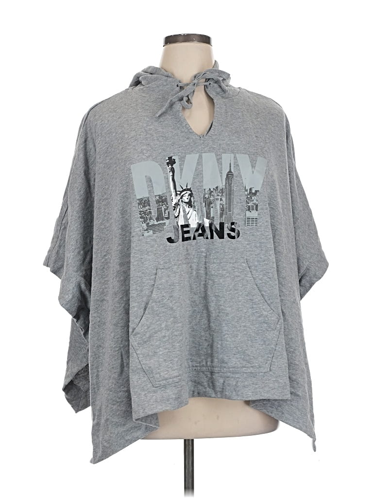 Pre-owned Dkny Jeans Poncho In Gray
