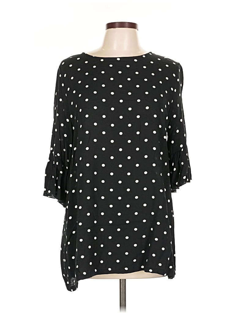 Pre-owned H&m 3/4 Sleeve Blouse In Black