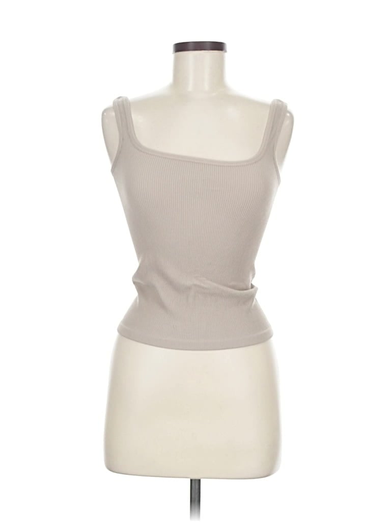 Pre-owned Ododos Tank Top Tan Strapless Neckline Tops In Brown