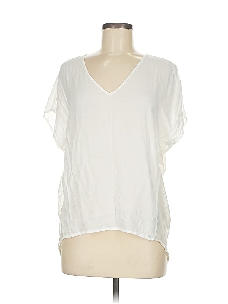 Pre-owned Guess Short Sleeve Blouse In White
