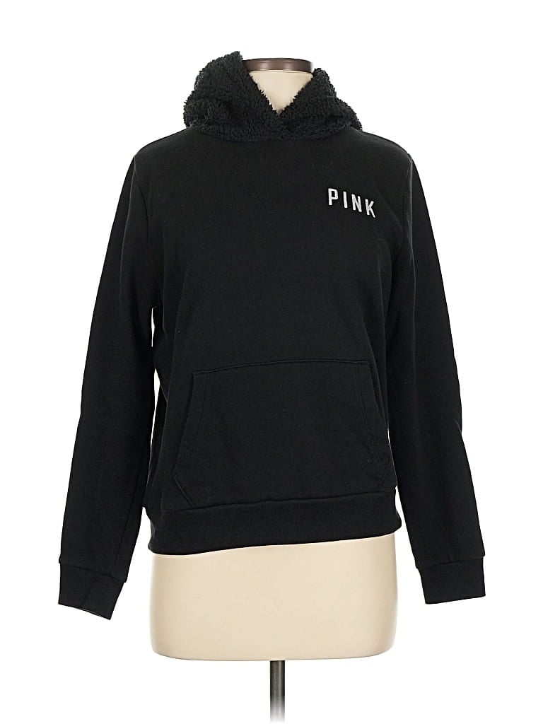 Pre-owned Victoria's Secret Pink Pullover Hoodie In Black