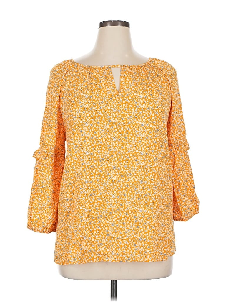 Pre-owned West Kei 3/4 Sleeve Blouse In Yellow