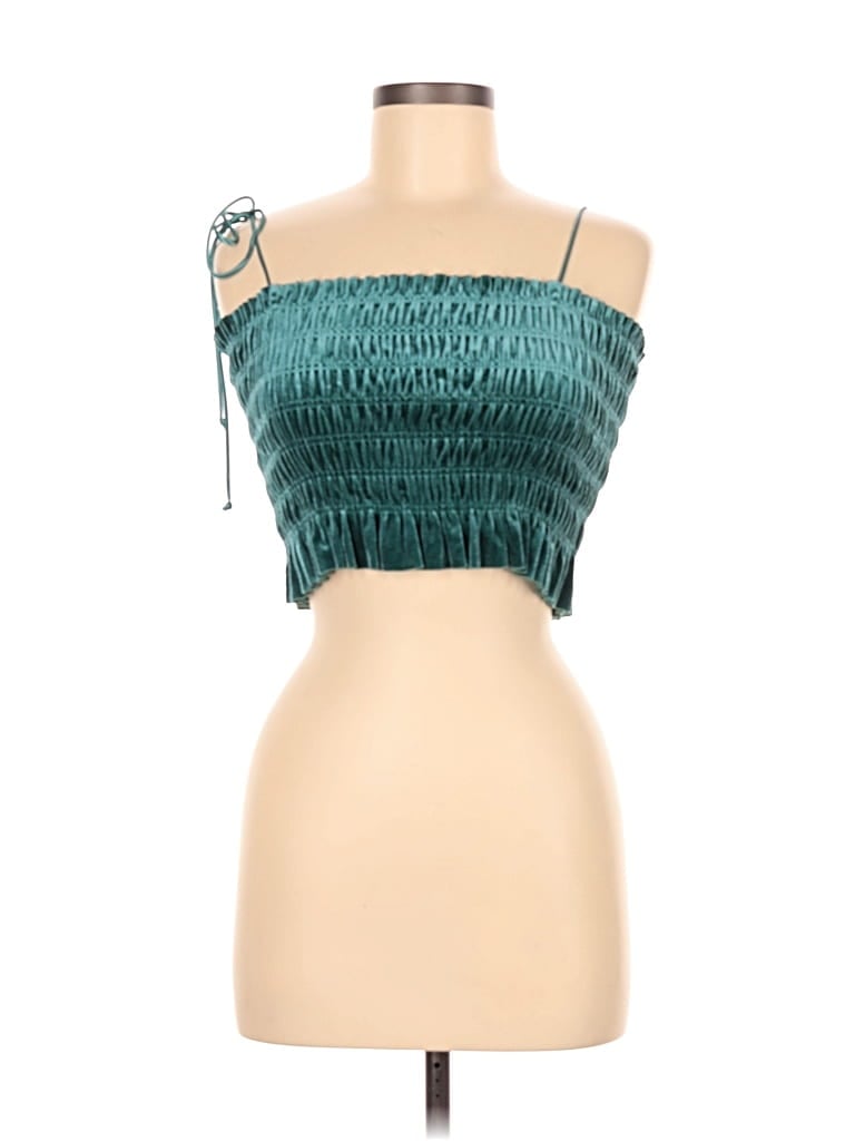 Pre-owned Cotton Candy La Sleeveless Top Teal Strapless Neckline Tops In Blue