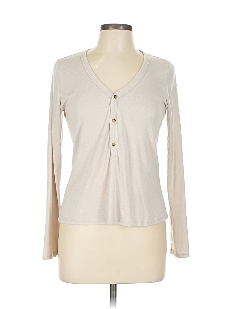 Pre-owned 78 & Sunny Long Sleeve Henley Shirt In White