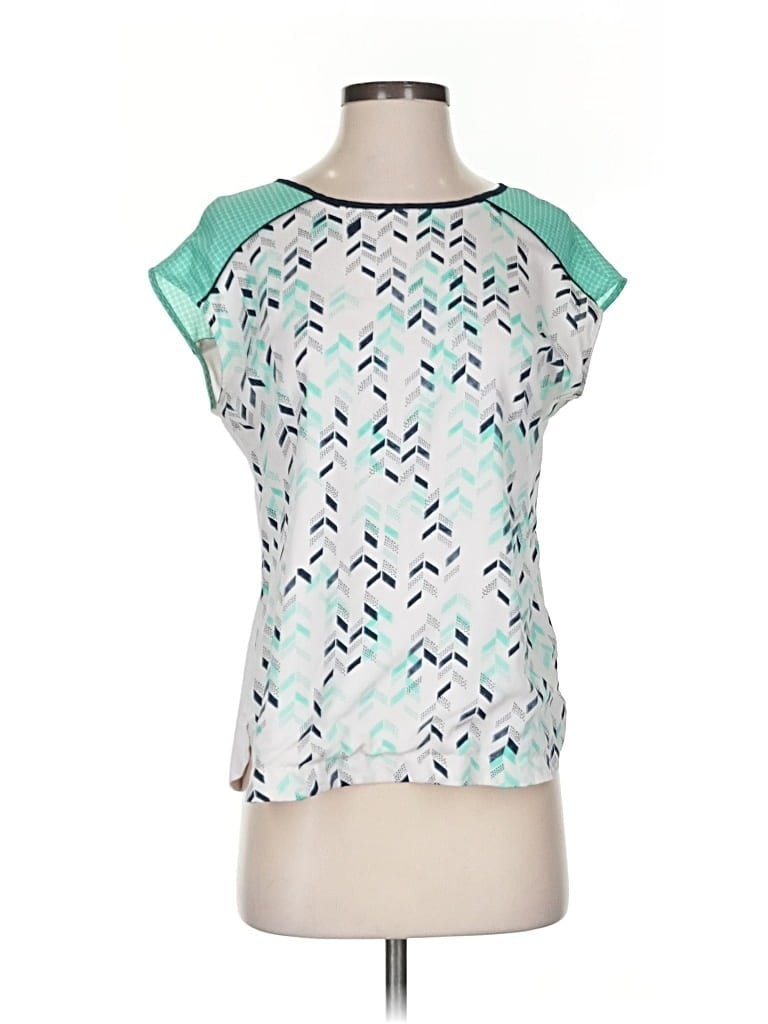 Pre-owned The Limited Short Sleeve Top Teal Keyhole Neckline Tops In Blue