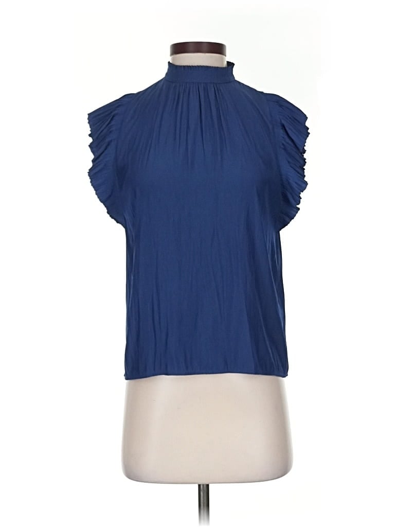 Pre-owned Frame Short Sleeve Blouse In Blue