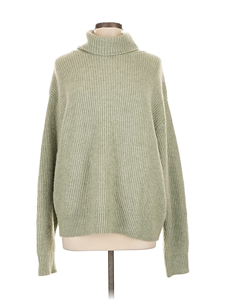 Pre-owned H&m Turtleneck Sweater In Green