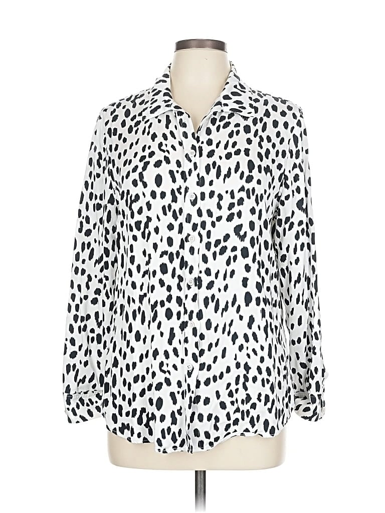 Pre-owned Chico's Long Sleeve Blouse In White