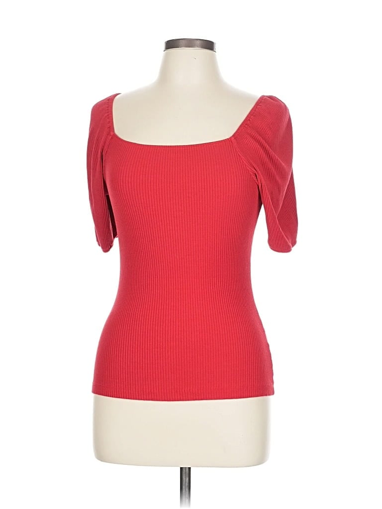 Pre-owned Amour Vert Short Sleeve Top Red Sweetheart Neckline Tops