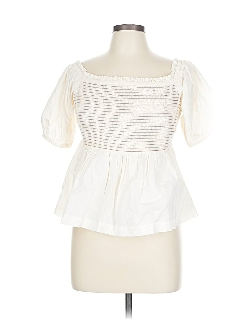 Pre-owned Old Navy Short Sleeve Blouse In White