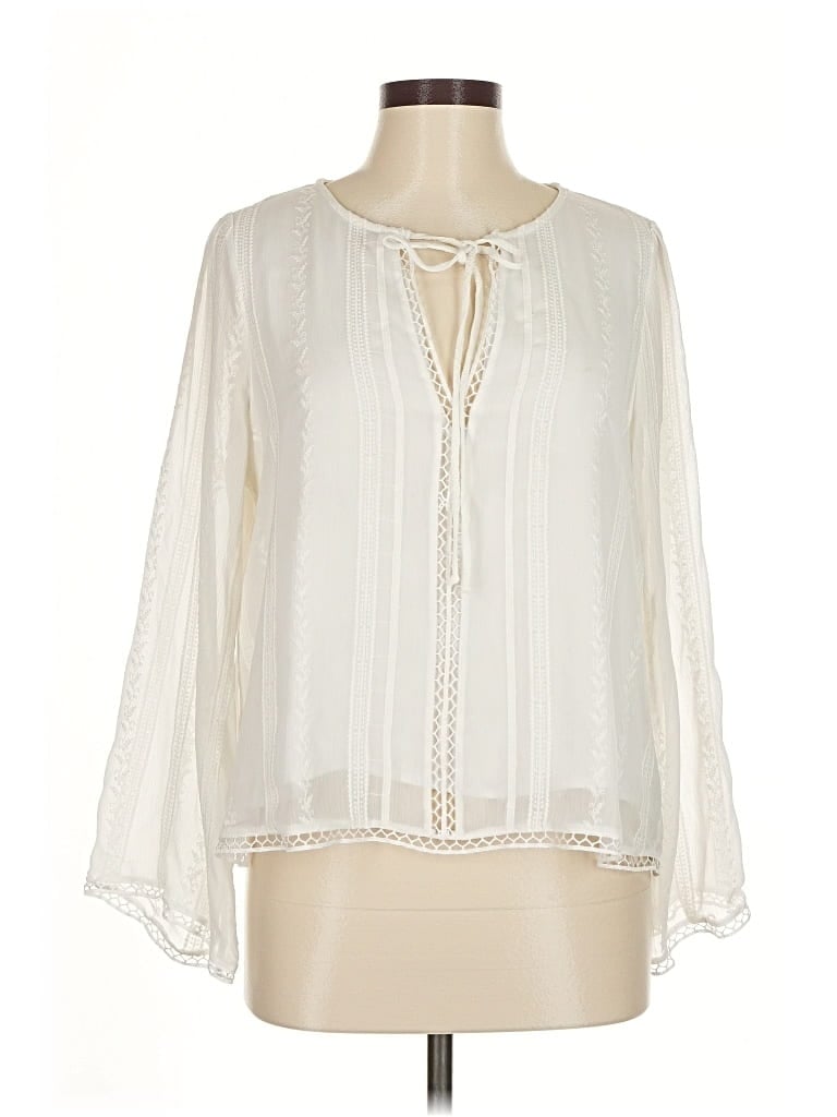 Pre-owned Astr Long Sleeve Blouse In White