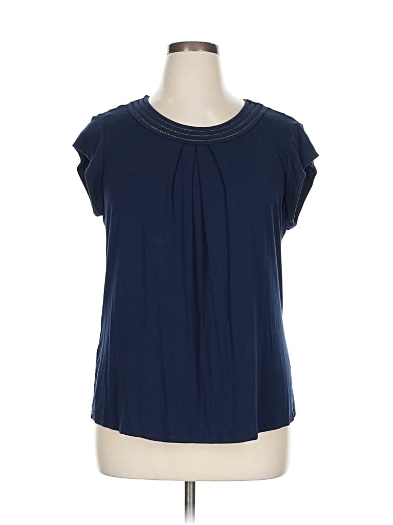 Pre-owned Daniel Rainn Short Sleeve Blouse In Blue