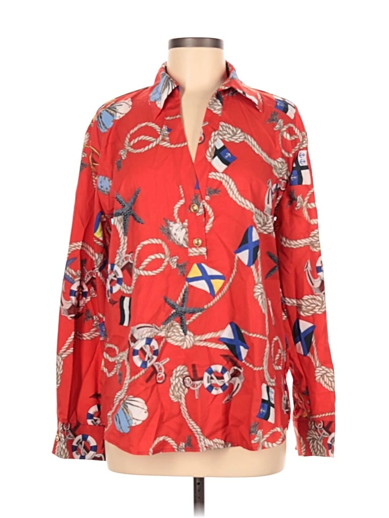 Pre-owned Sundayup Long Sleeve Blouse In Red