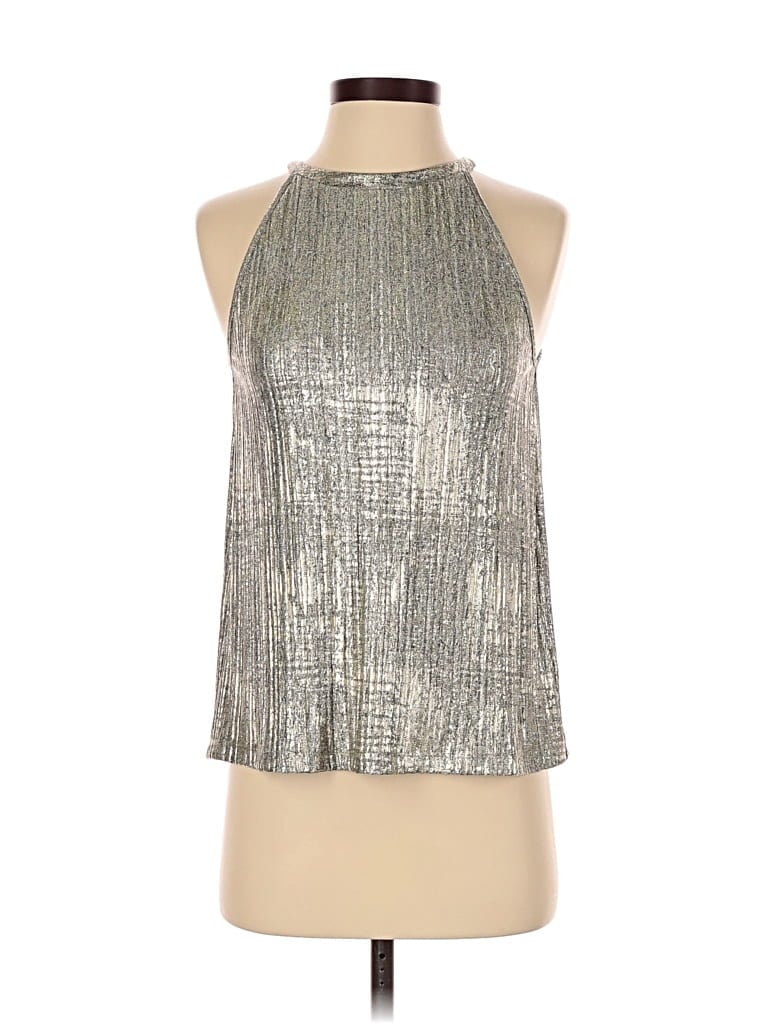 Pre-owned Moulinette Soeurs By Anthropologie Tank Top Silver Halter Neckline Tops