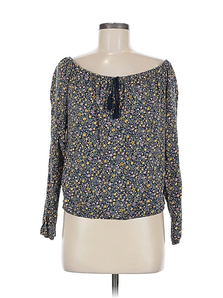 Pre-owned Hollister Long Sleeve Blouse In Blue