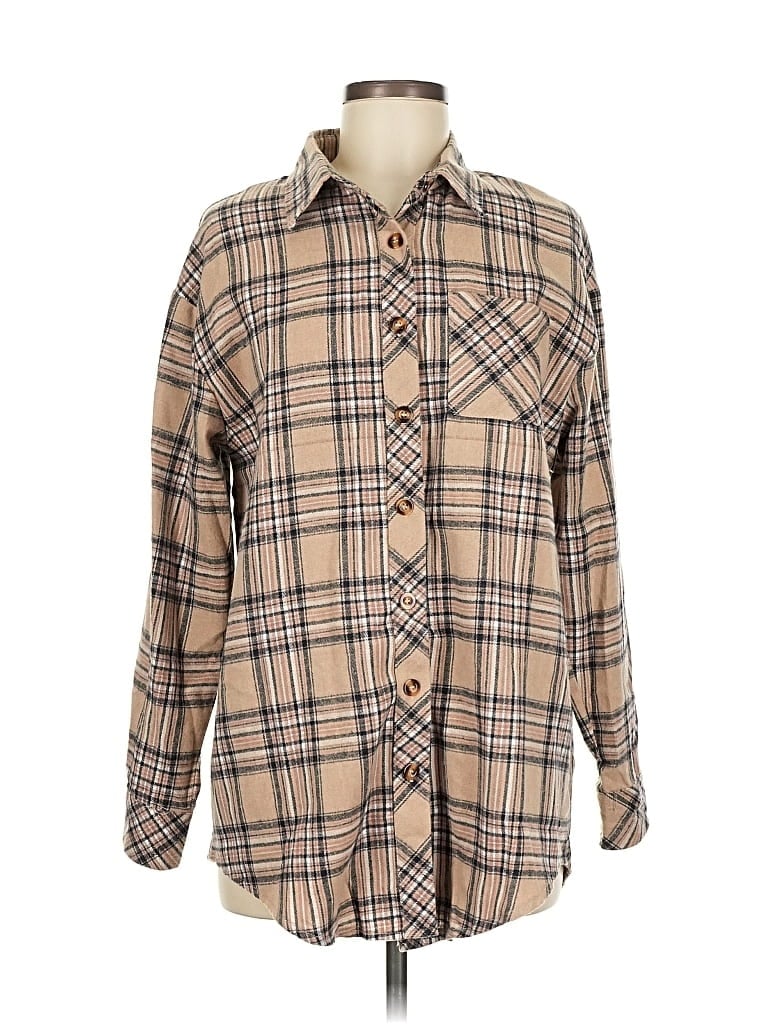 Pre-owned Unbranded Long Sleeve Button Down Shirt In Brown