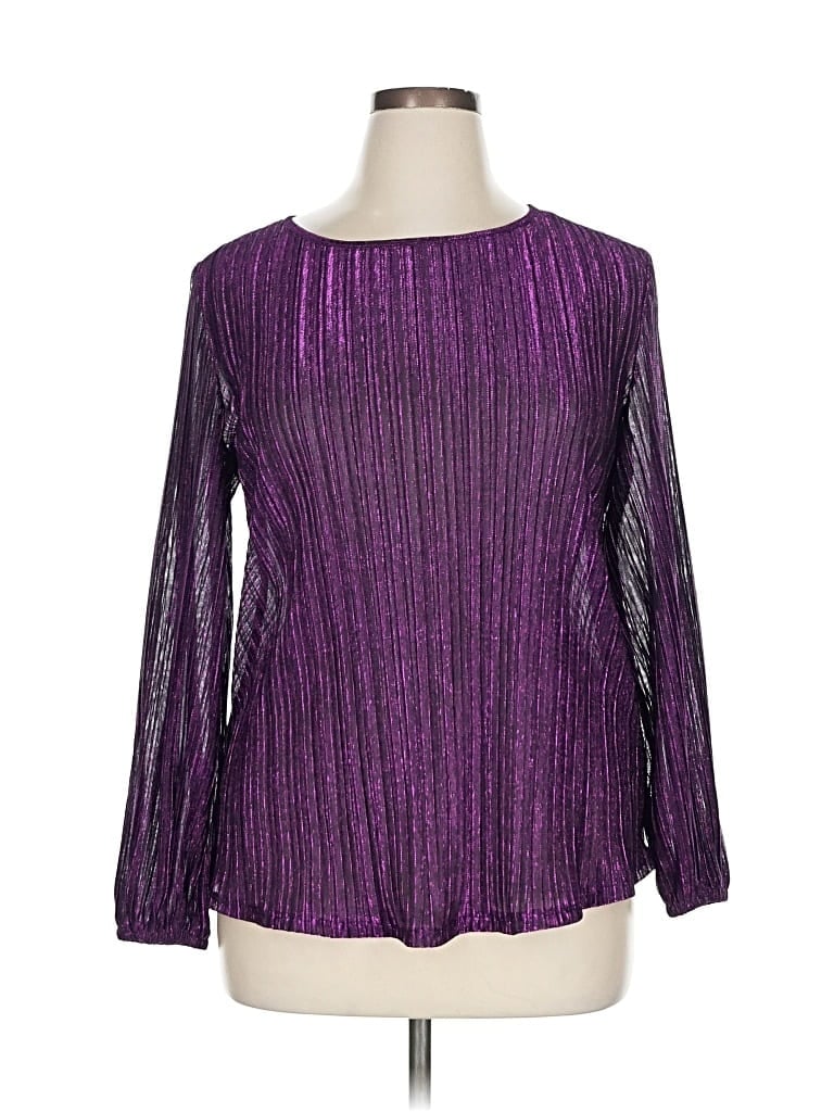 Pre-owned Roman Long Sleeve Blouse In Purple