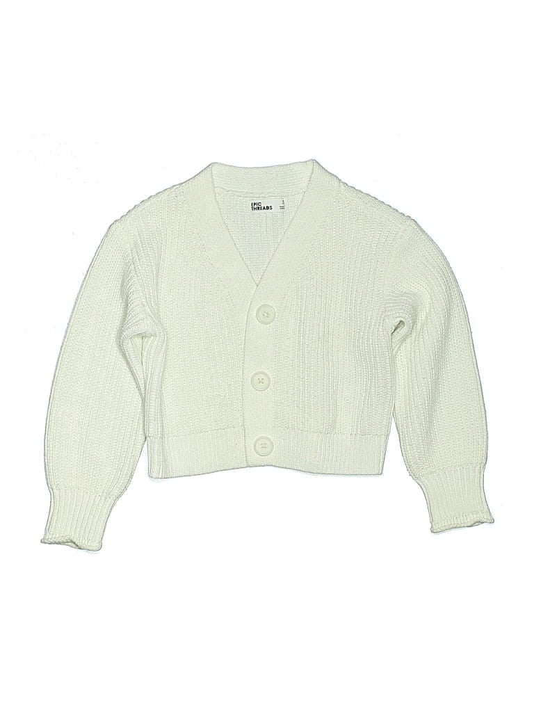 Pre-owned Epic Threads Kids' Cardigan Sweater In White
