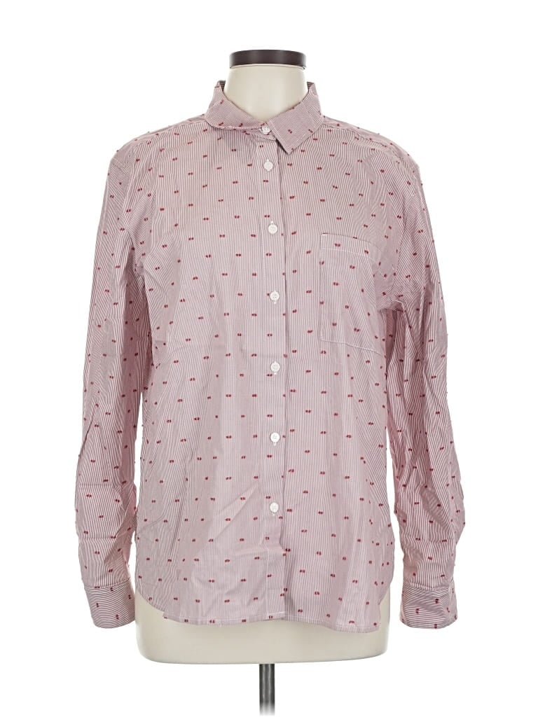 Ann Taylor Loft Long Sleeve Button Down Shirt In Pink