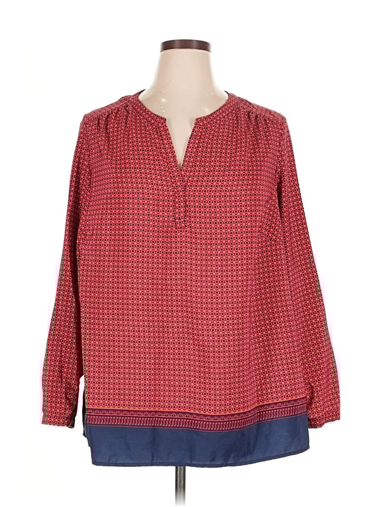 Pre-owned Lucy & Laurel 3/4 Sleeve Blouse In Red