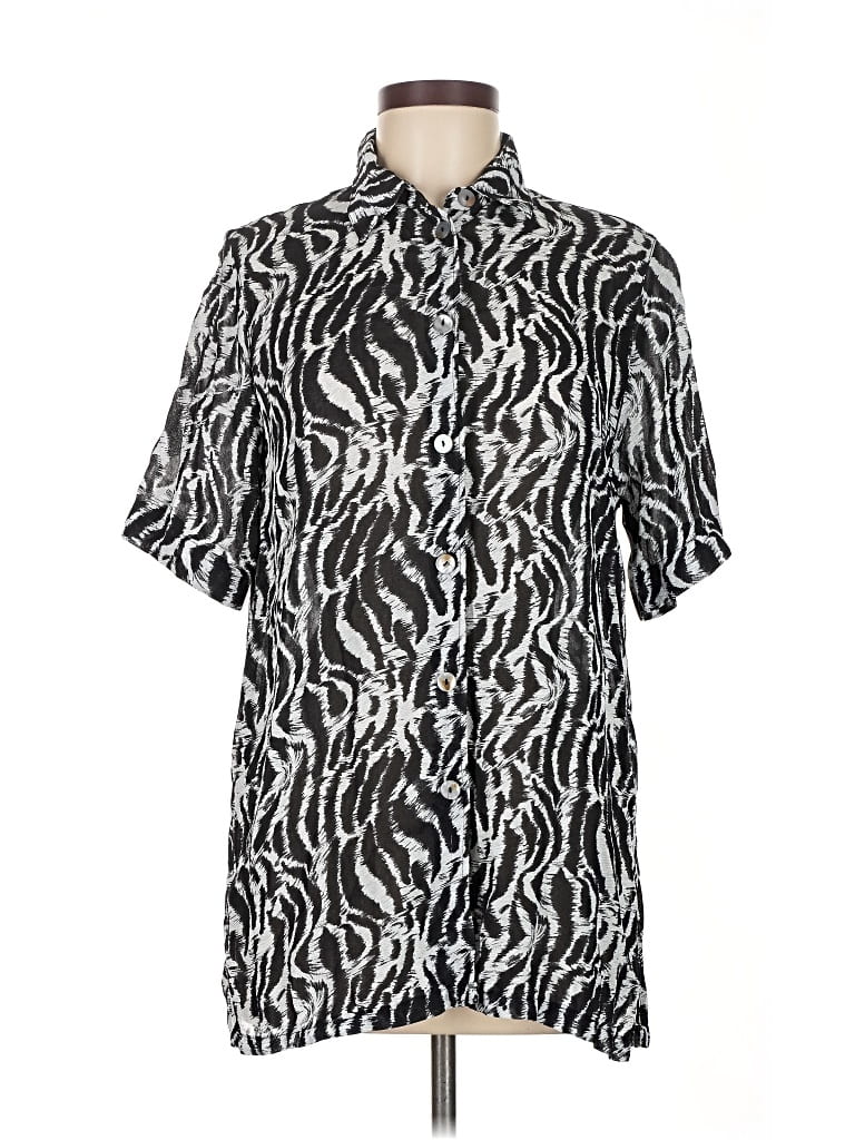 Pre-owned Tru Short Sleeve Button Down Shirt In Silver