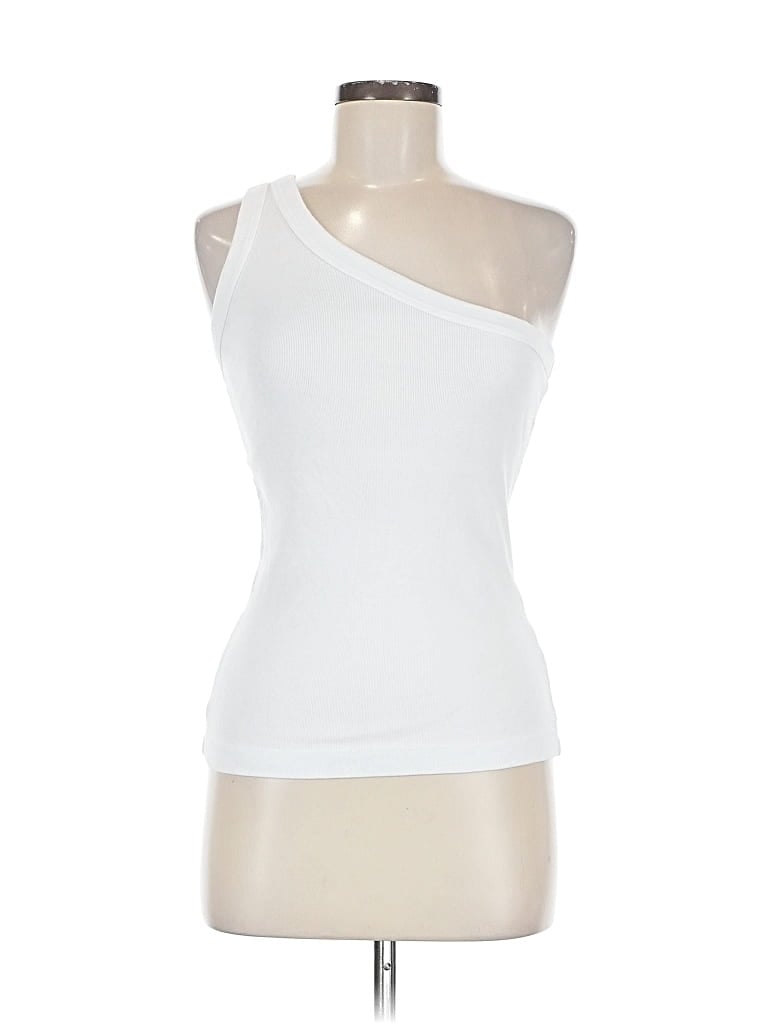 Pre-owned Michael Stars Tank Top White One Shoulder Neckline Tops