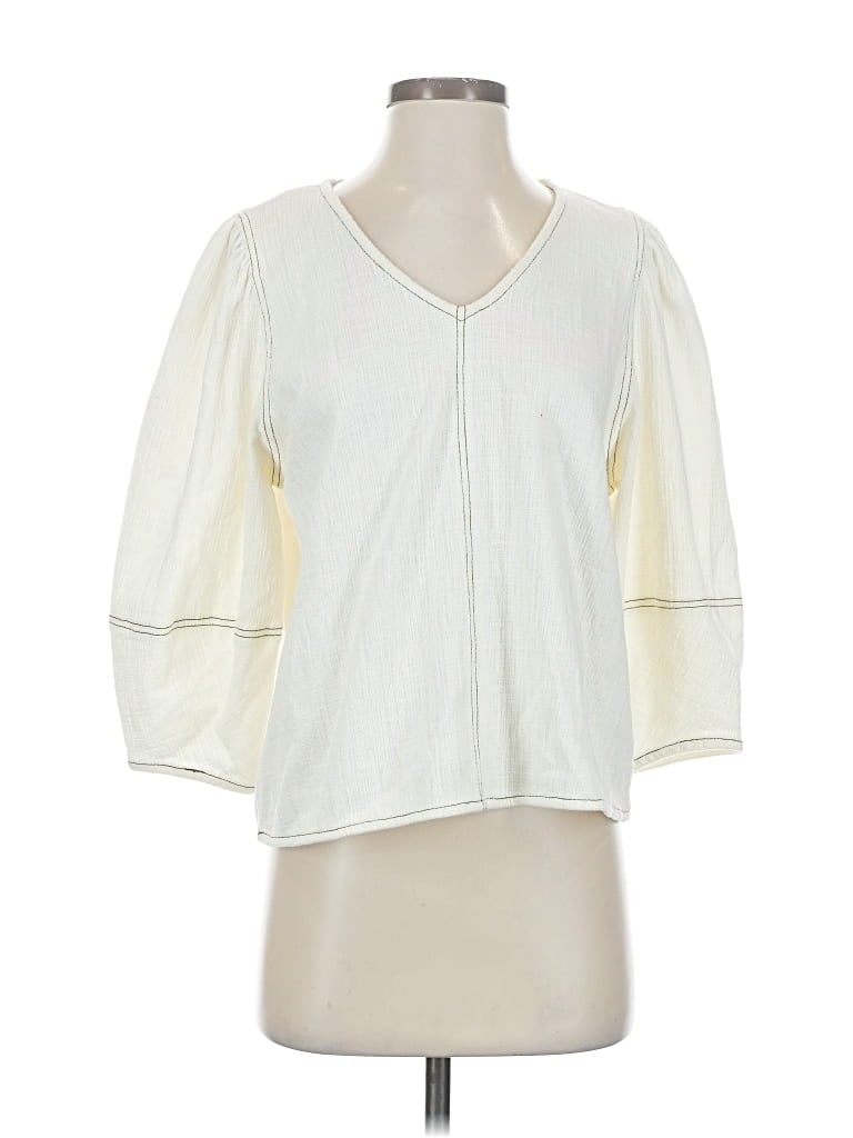 Pre-owned Current Air 3/4 Sleeve Top Ivory V Neck Tops In White