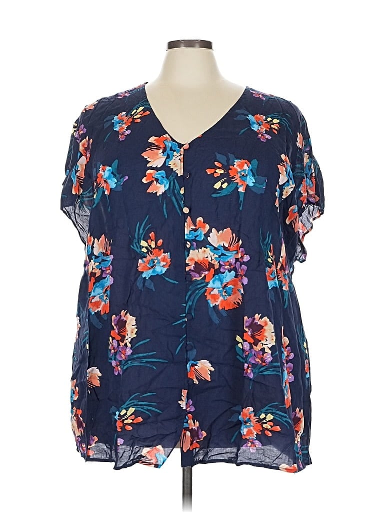 Pre-owned Torrid Short Sleeve Blouse In Blue