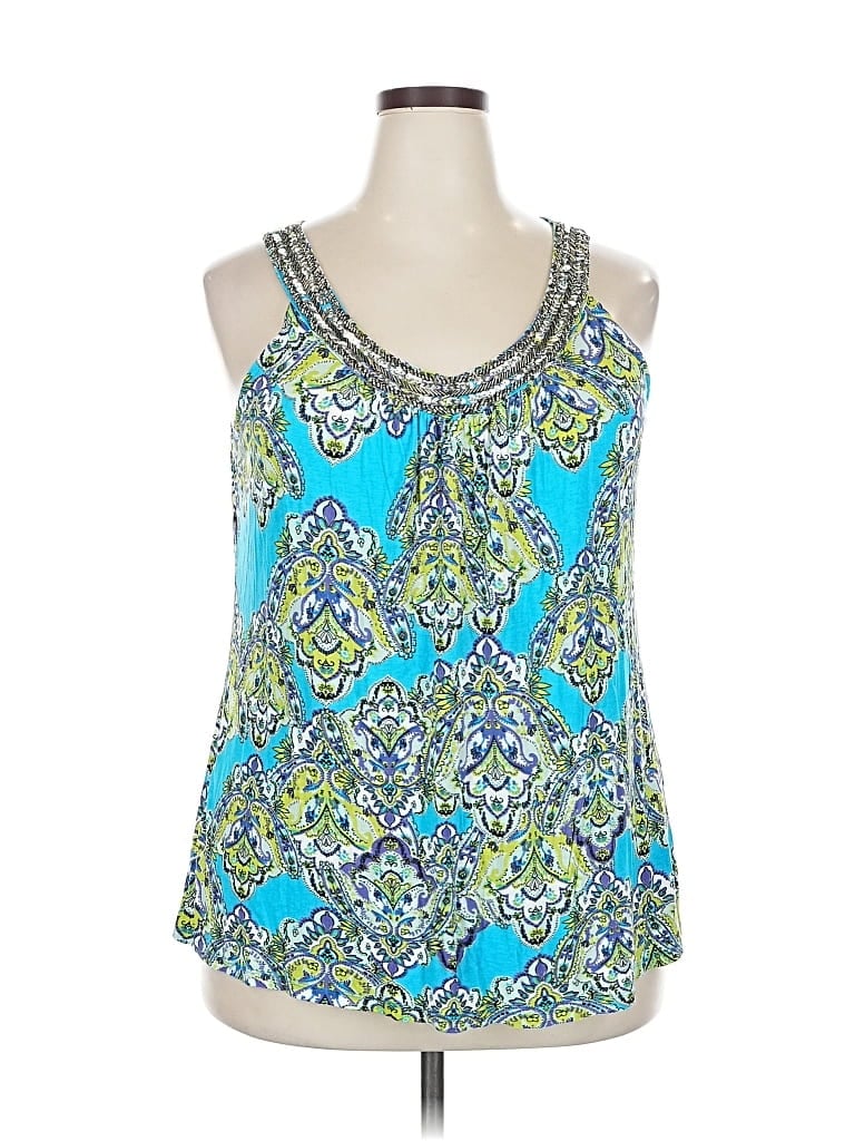 Pre-owned Inc International Concepts Sleeveless Blouse In Blue