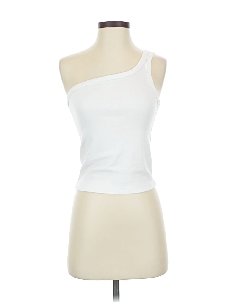 Pre-owned Aerie Tank Top White One Shoulder Neckline Tops