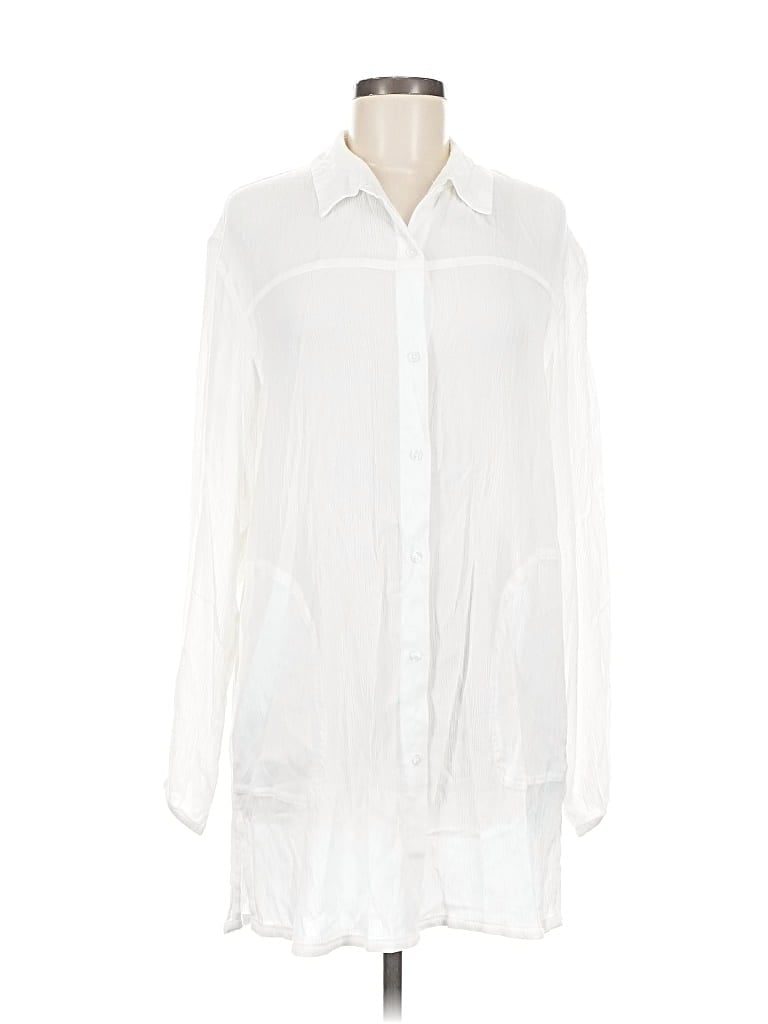 Pre-owned Prana Long Sleeve Blouse In White