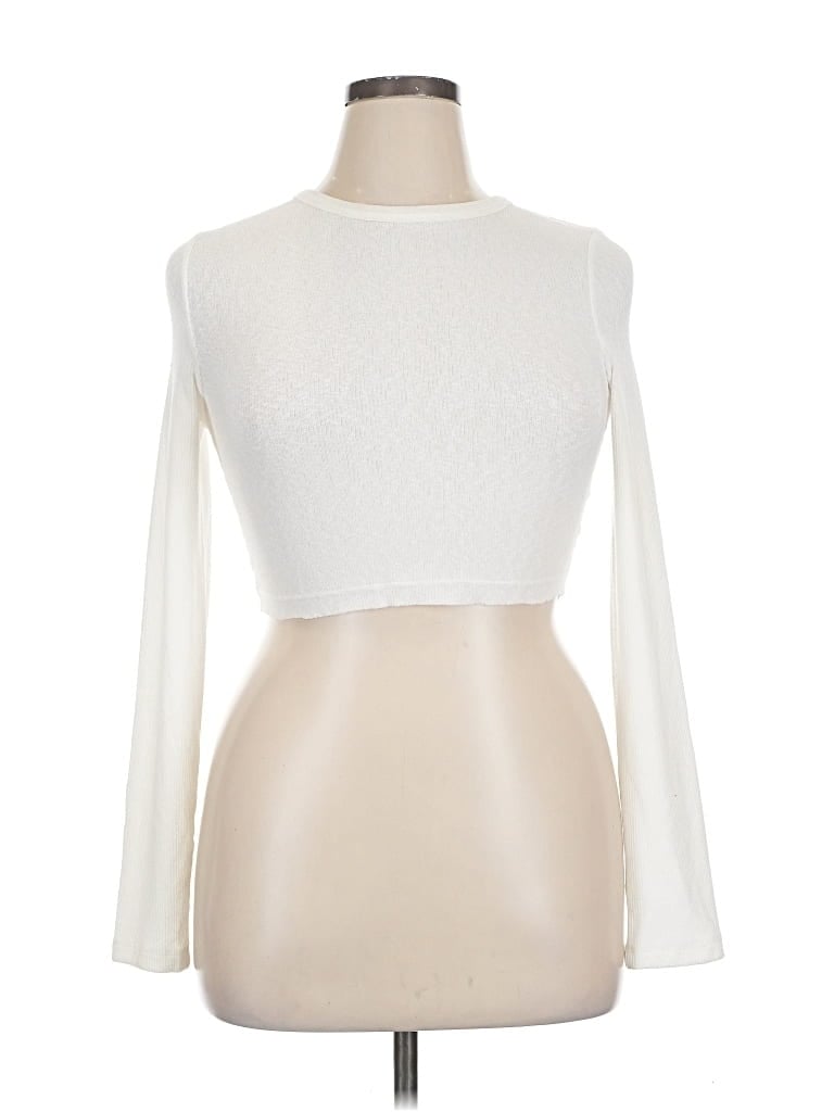 Pre-owned Jluxlabel Long Sleeve Top Ivory Boatneck Tops In White