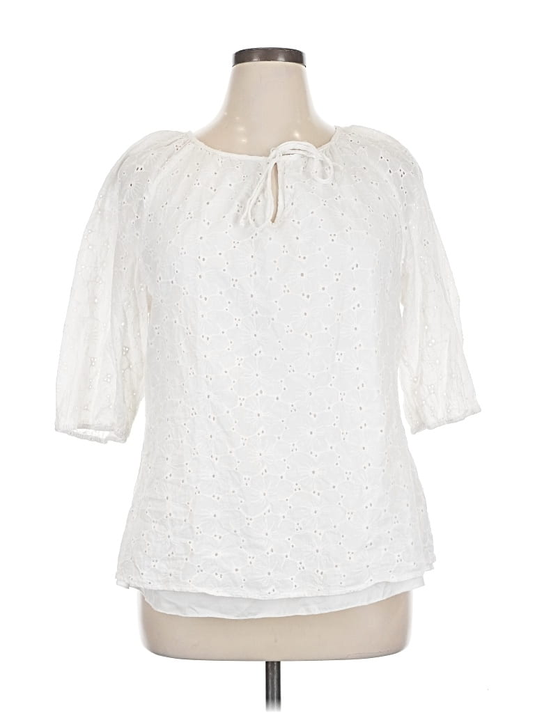 Pre-owned Bloomchic 3/4 Sleeve Blouse In White