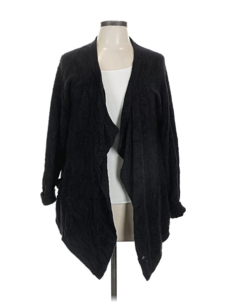Pre-owned Barefoot Dreams Cozychic Lite Cardigan Sweater In Black