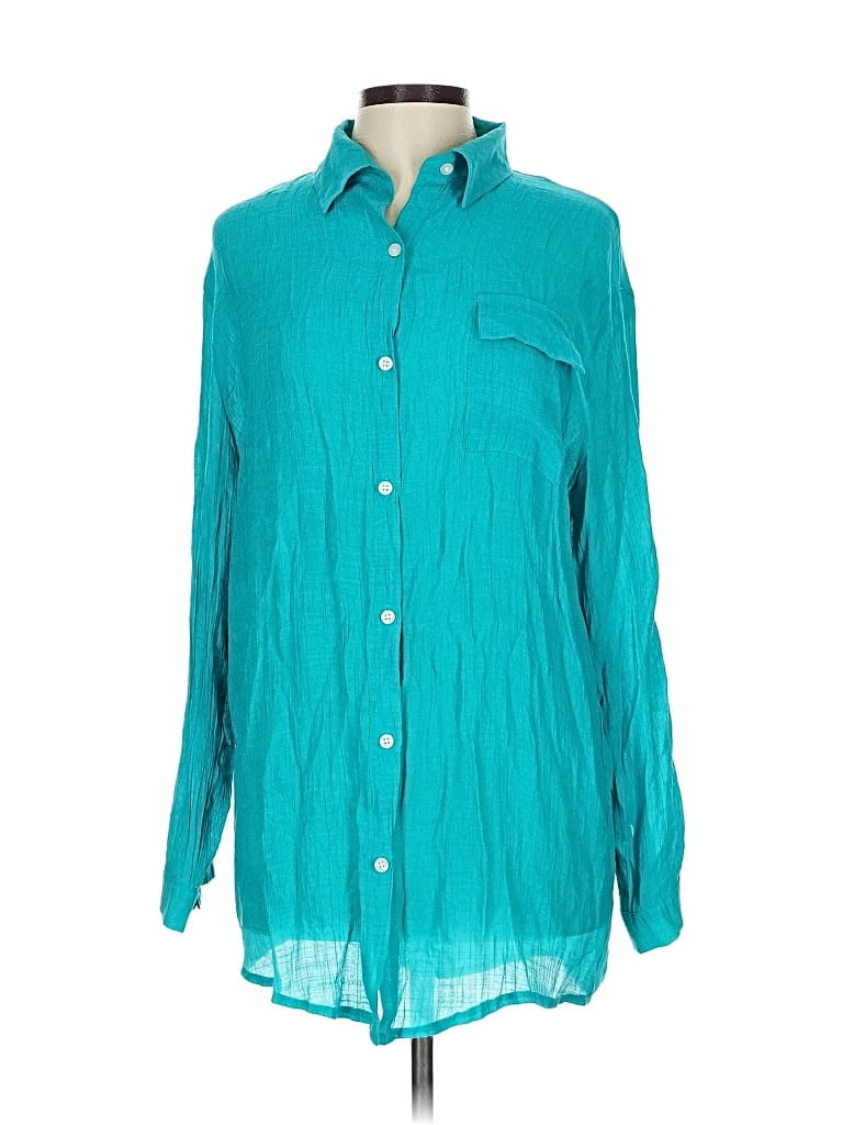 Pre-owned Assorted Brands Long Sleeve Blouse In Blue