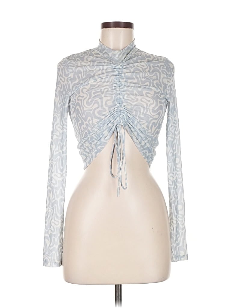 Pre-owned Cotton On Long Sleeve Top Silver High Neck Tops