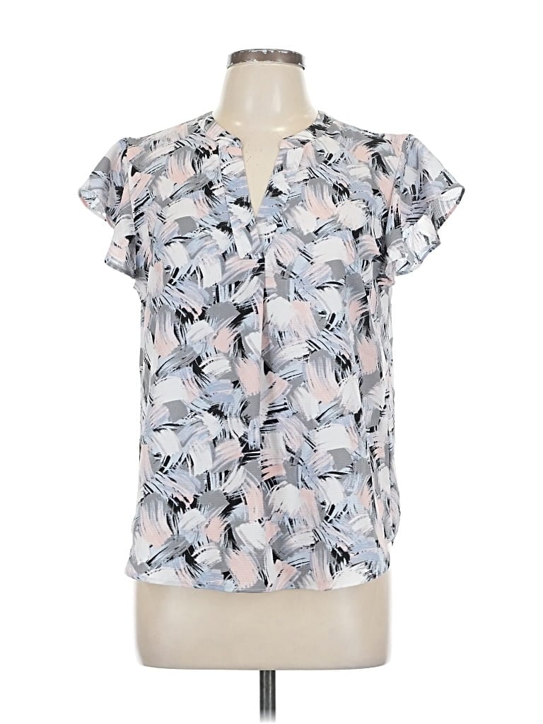 Pre-owned Calvin Klein Short Sleeve Blouse In Silver