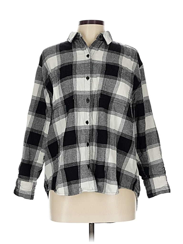 Pre-owned Old Navy 3/4 Sleeve Button Down Shirt In Black