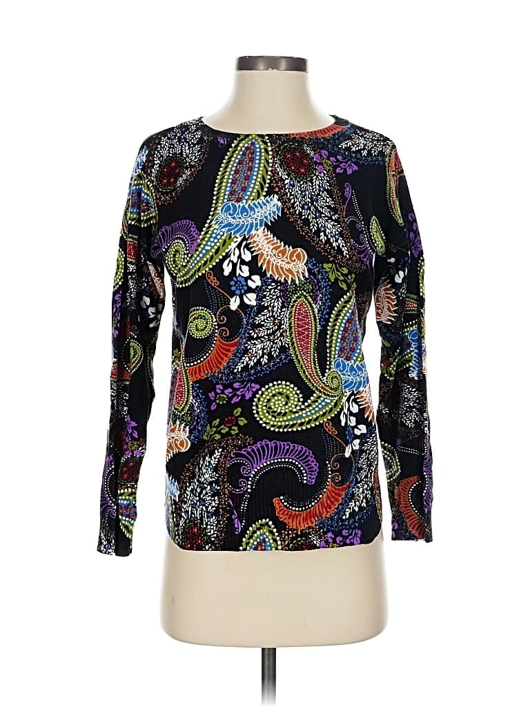 Pre-owned Cable & Gauge Pullover Sweater In Black