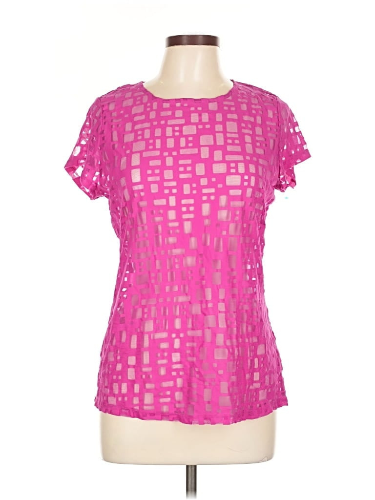 Pre-owned Inc International Concepts Short Sleeve Blouse In Pink