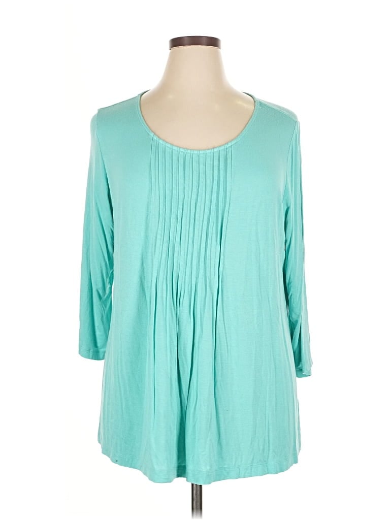 Pre-owned Croft & Barrow 3/4 Sleeve Blouse In Blue