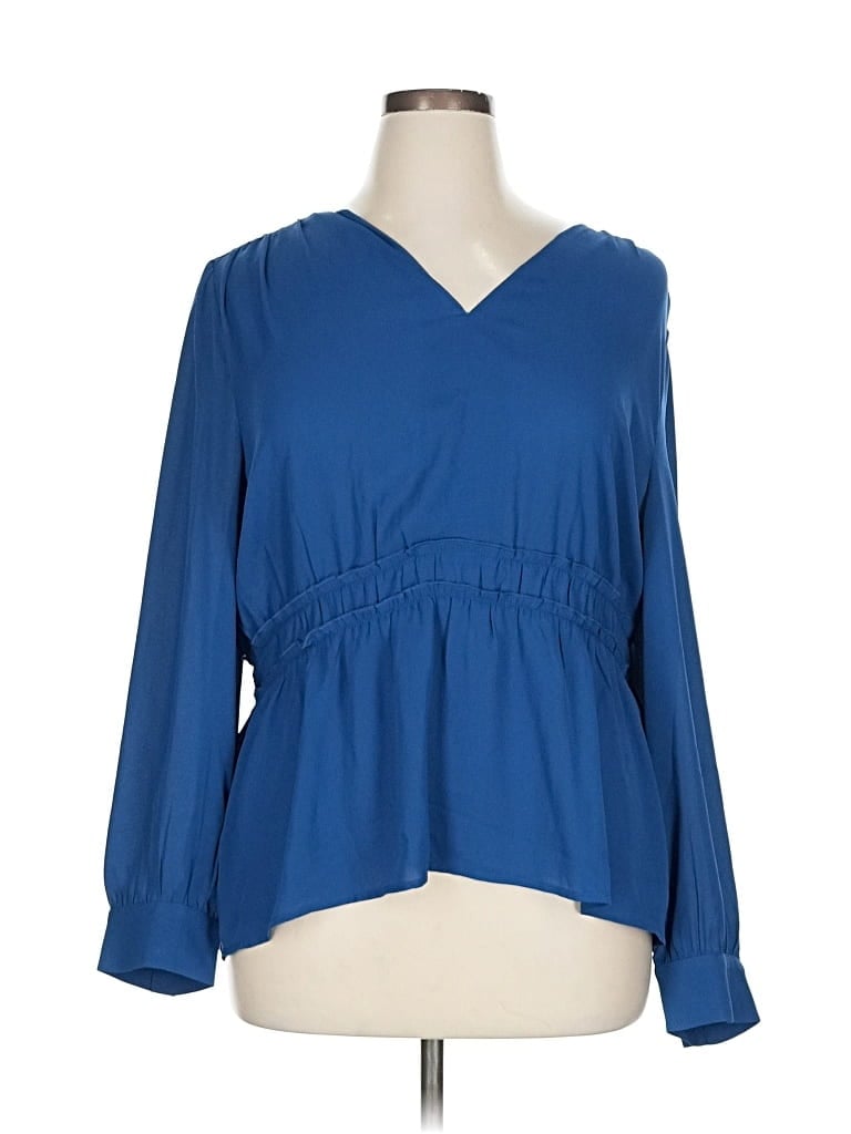 Pre-owned Ann Taylor Long Sleeve Blouse In Blue