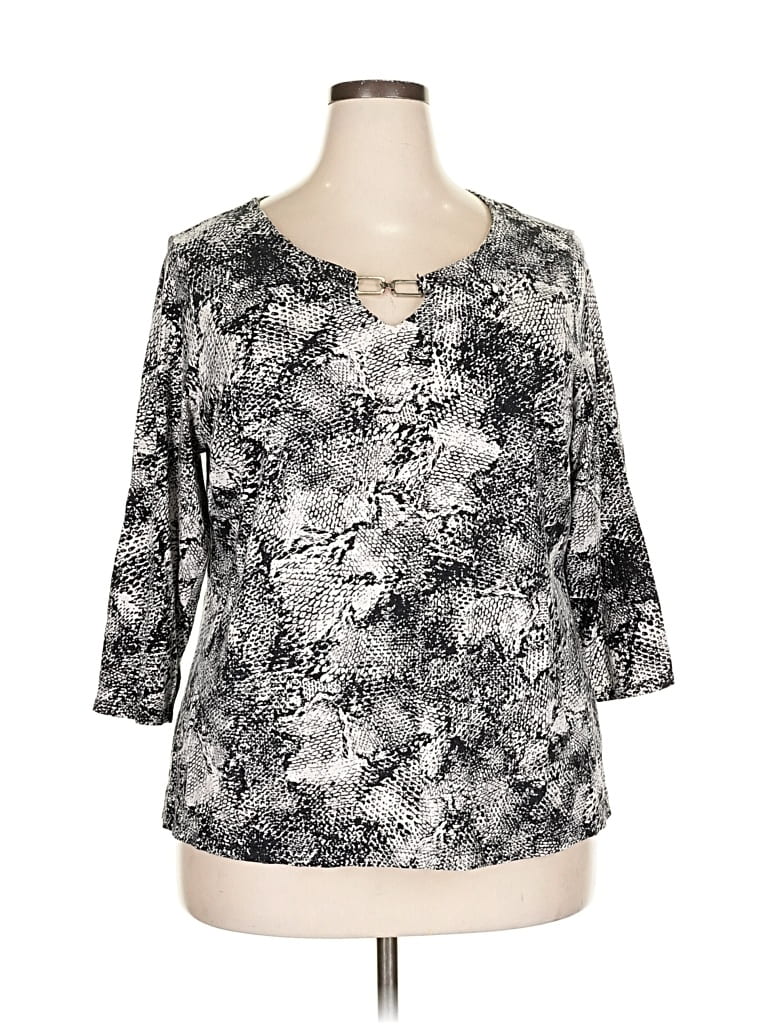 Pre-owned Dana Buchman 3/4 Sleeve T-shirt In Silver