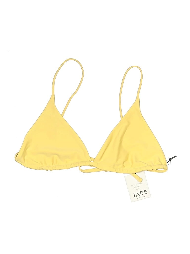 Pre-owned Jade Swimsuit Top Yellow Solid Pattern Swimwear