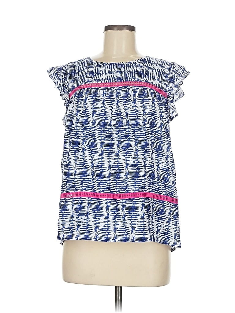 Pre-owned Vineyard Vines Short Sleeve Blouse In Blue